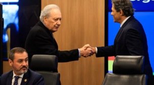  Ricardo Lewandowski (Justiça) e Fernando Haddad (Fazenda) na coletiva sobre Operações contra o crime organizado no setor de combustíveis.  