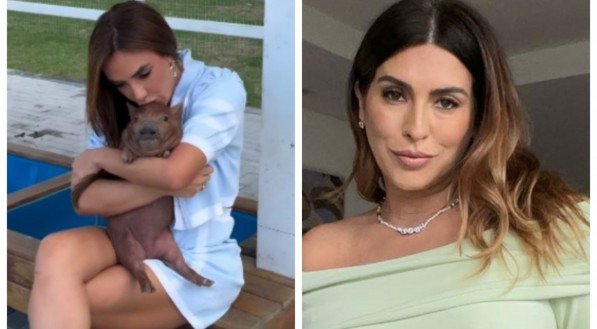Após eliminação de Fê Paes Leme do "Dança dos Famosos", Nicole Bahls homenageia amiga com porquinha