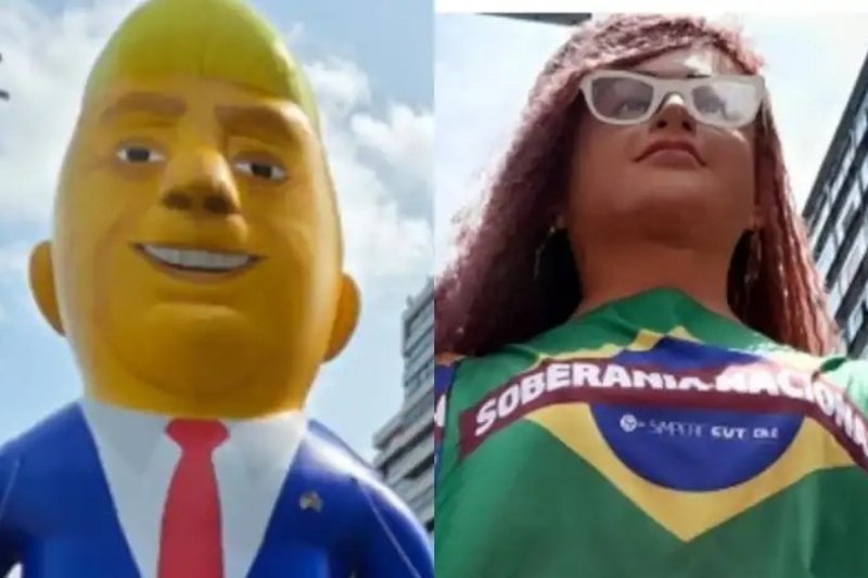 Bonecos gigantes como símbolos políticos em manifestações nesse domingo (07)
