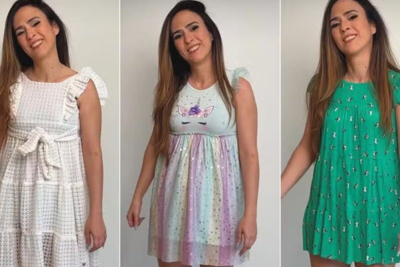 Tata Werneck usa vestidos da filha e brinca: ‘Quem vai pegar as roupas de quem?’