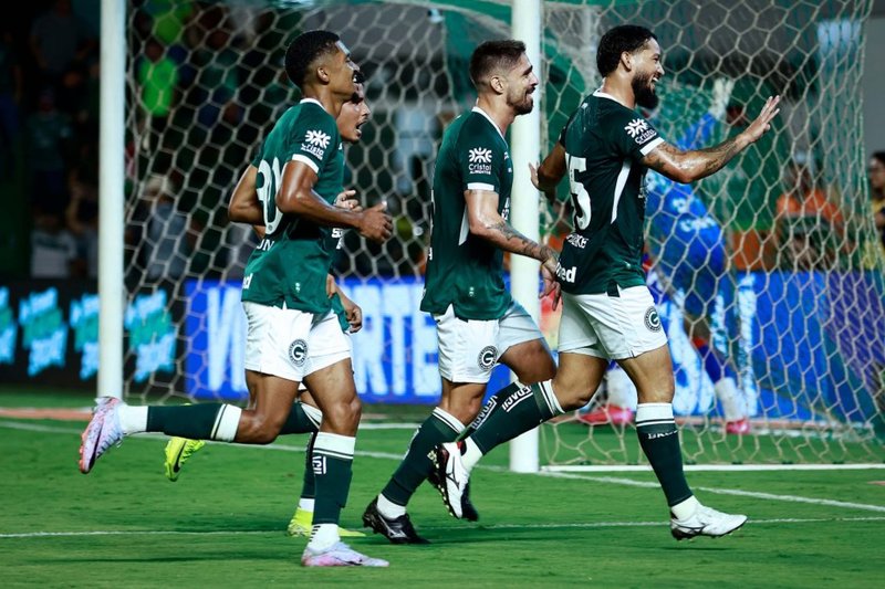 Jogadores do Goiás comemoram gol