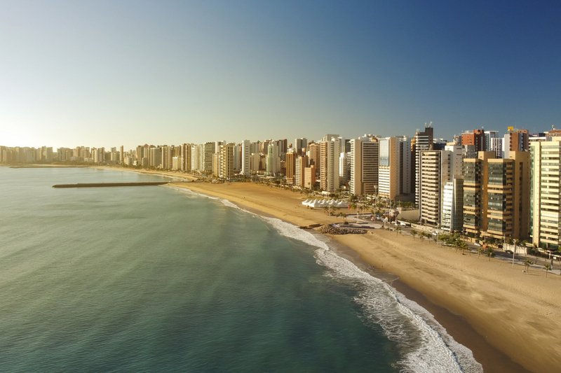 Vista aérea da praia na cidade de Fortaleza, Ceará, Brasil