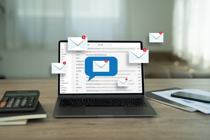 Imagem de um computador com e-mail