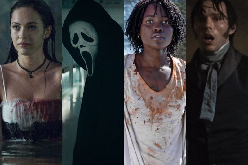 Cenas dos filmes 'Garota Infernal', 'Pânico 5', 'Nós' e 'Nosferatu'.