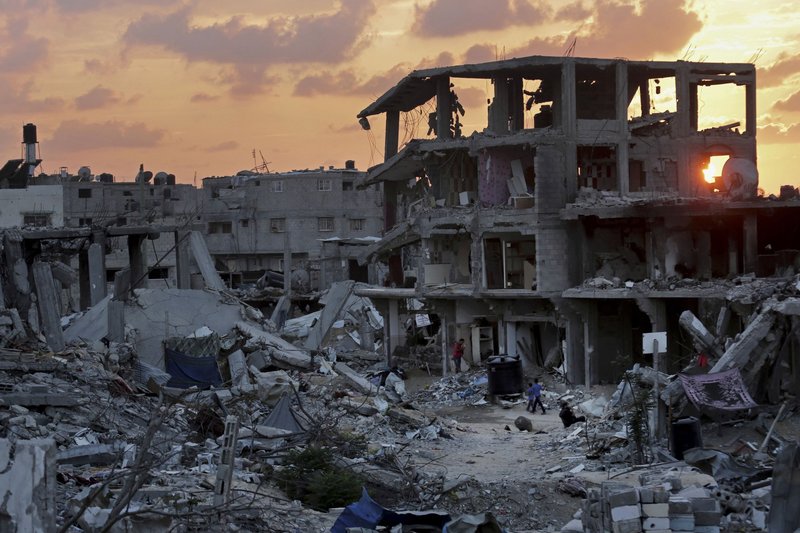 Escombros de prédios no bairro de Shijaiyah, na Cidade de Gaza