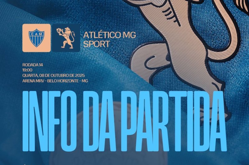 Arte divulgada pelo Sport, com escudo do Atl&eacute;tico-MG na cor azul
