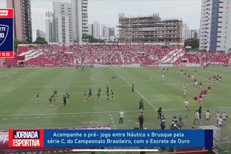 Imagem do estádio dos Aflitos na transmissão de Náutico x Brusque no Youtube da Rádio Jornal