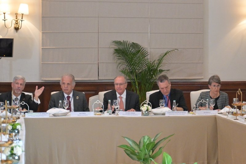 Vice-presidente da República, Geraldo Alckmin, durante a Reunião com grupo de executivos de empresas brasileiras, em Nova Delhi, na Índia