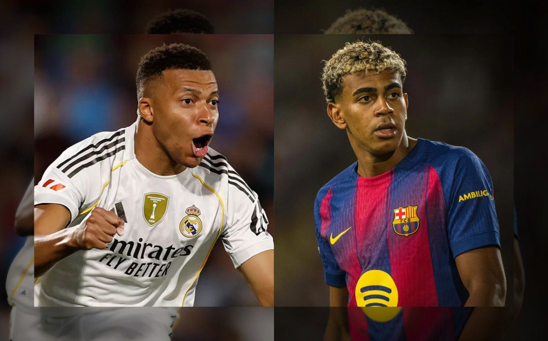 Mbappé (dir) e Lamine Yamal (esq) David S. Bustamante e Marc Graupera