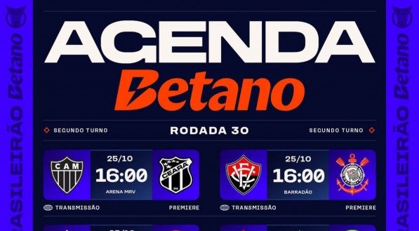 Jogos da 30ª rodada do Brasileirão Série A 2025