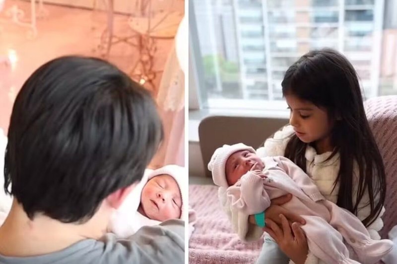 Maíra Cardi mostra encontro dos filhos mais velhos com a recém-nascida