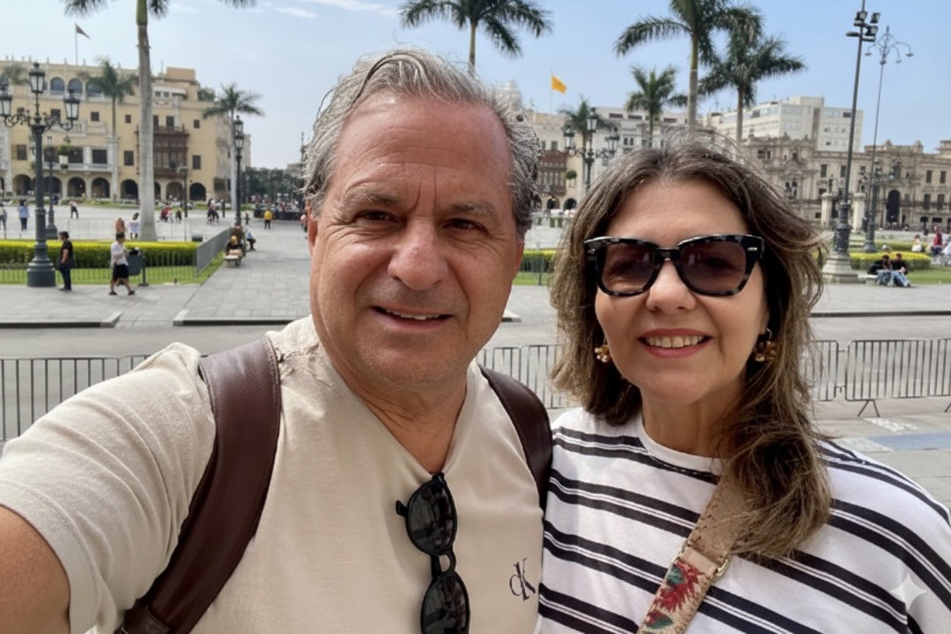 Tadeu e Vanessa Alencar, no Centro Histórico de Lima, no Peru Arquivo Pessoal