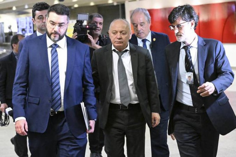 Abraão Lincoln Ferreira, presidente da Confederação Brasileira dos Trabalhadores da Pesca e Aquicultura (CBPA), sendo preso na CPMI do INSS