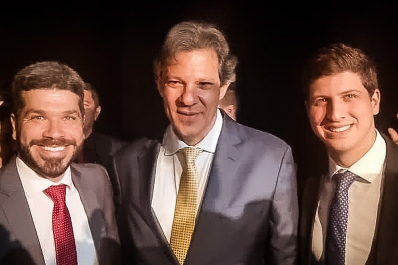 Rafael Dubeux, Fernando Haddad e João Campos, em Brasília