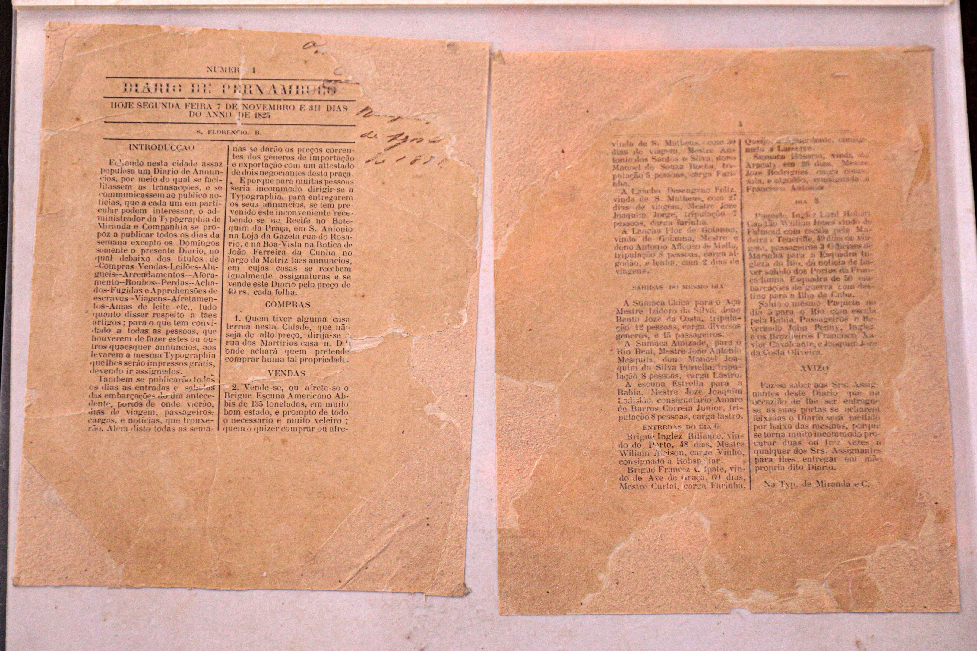 Há 200 anos, o Diario de Pernambuco nascia como pequeno folheto para se tornar instrumento de unificação regional do Nordeste