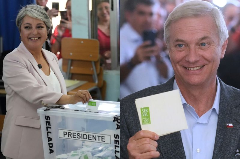 A candidata Jeannette Jara, do Partido Comunista, e o conservador José Antonio Kast disputam à presidência chilena no segundo turno