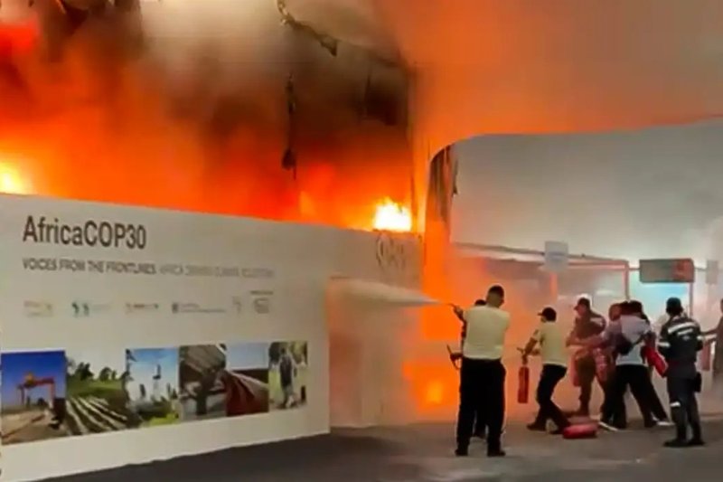 Incêndio em um dos pavilhões da COP30, na tarde desta quinta-feira (20)