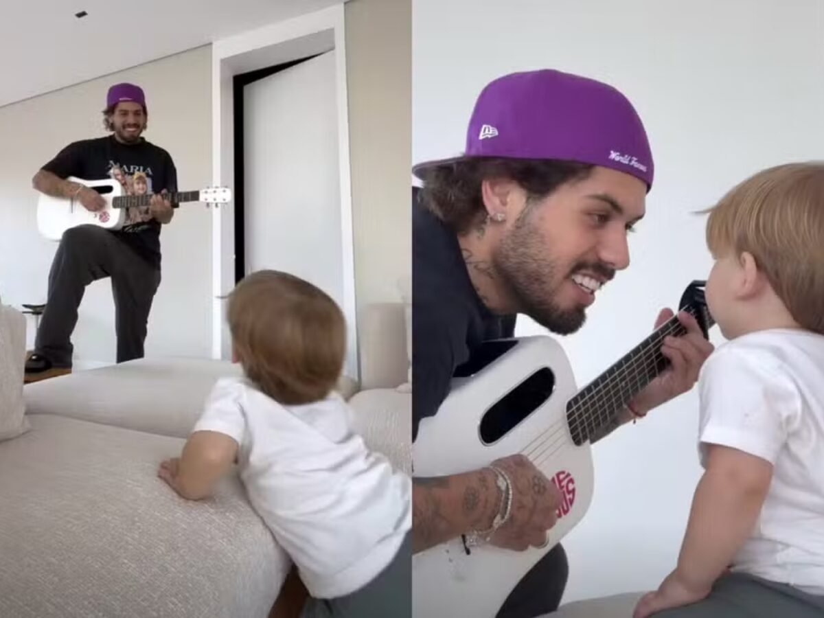 Zé Felipe canta para o filho e reação dele surpreende