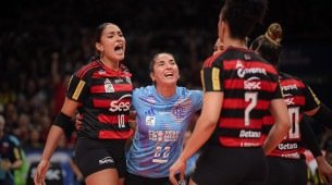 Imagem do confronto entre Sesc Flamengo e Gerdau Minas pela Superliga Feminina