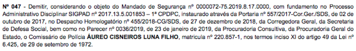 Reprodução/Diário Oficial