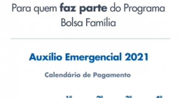 Calend&aacute;rio do Aux&iacute;lio Emergencial 2021