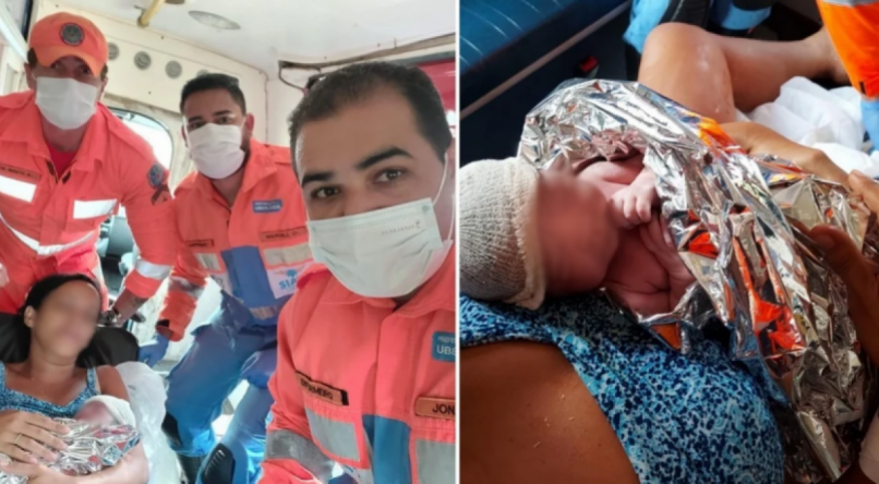 Logo após o parto, os profissionais compartilharam nas redes sociais algumas imagens mostrando o bebê e as pessoas envolvidas na situação