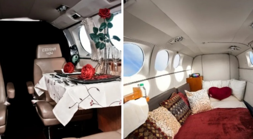 A aeronave é equipada para encontros românticos