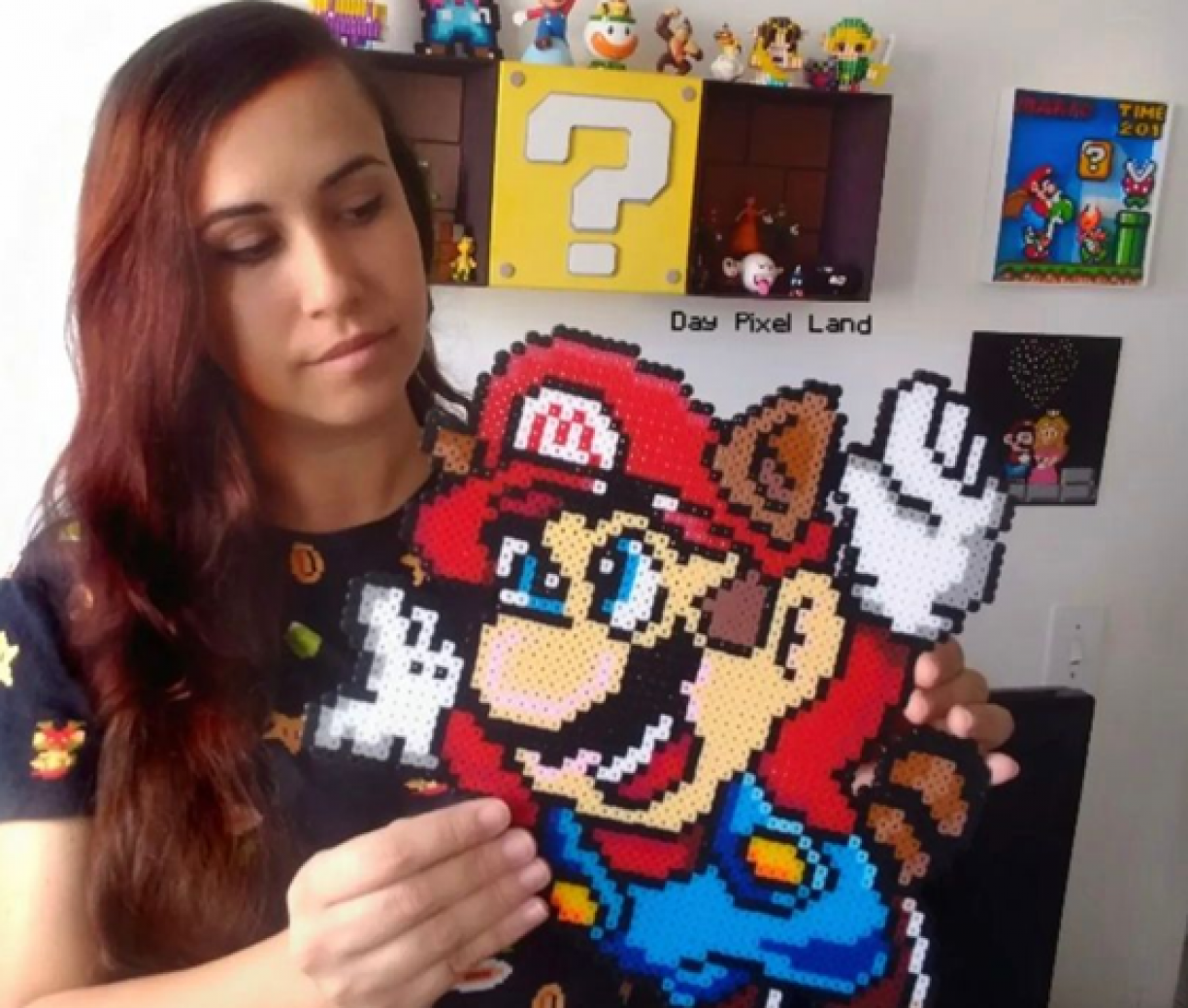 Um jogo estilo pixel art com super mario bros. plataforma de