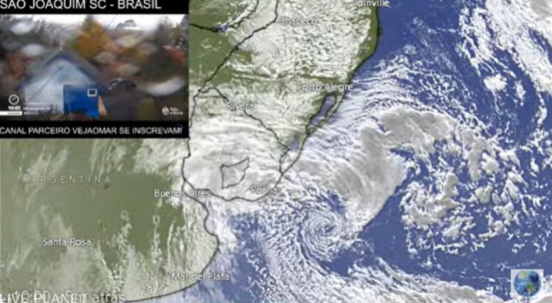 Passagem de ciclone próximo ao Brasil, Uruguai e Argentina