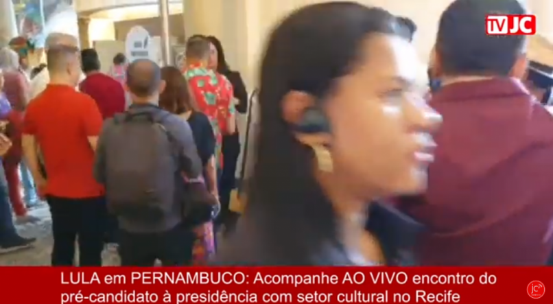 Transmissão da TV JC de encontro de Lula com artistas pernambucanos no Teatro do Parque