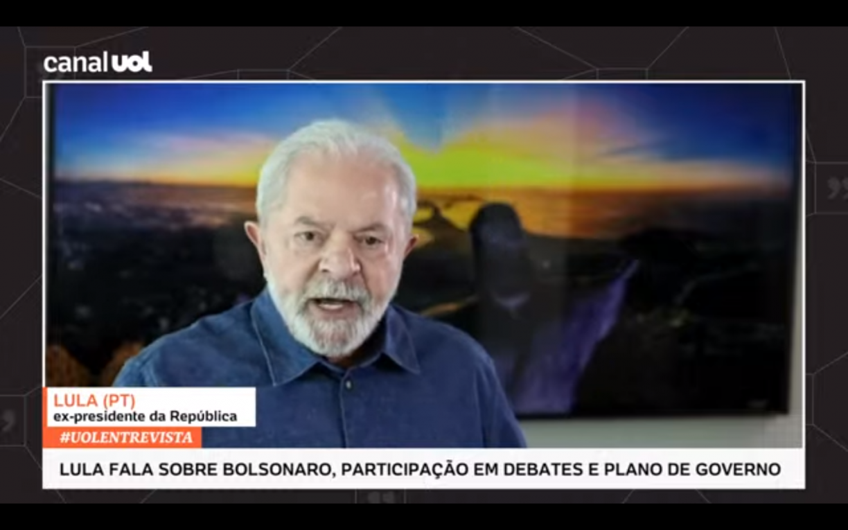 AO VIVO: acompanhe agora Lula no Uol Entrevista