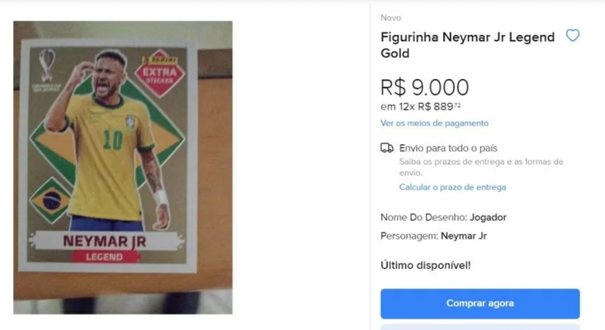 Jovem recebe ofertas de relógio e cães por figurinha rara de Neymar