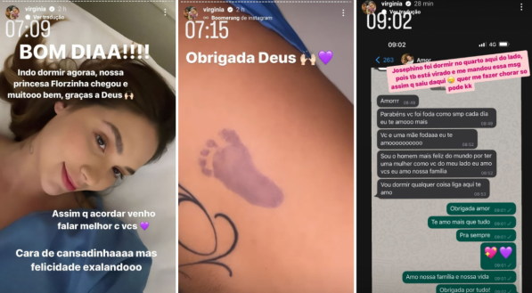 Vírgínia nos stories do Instagram