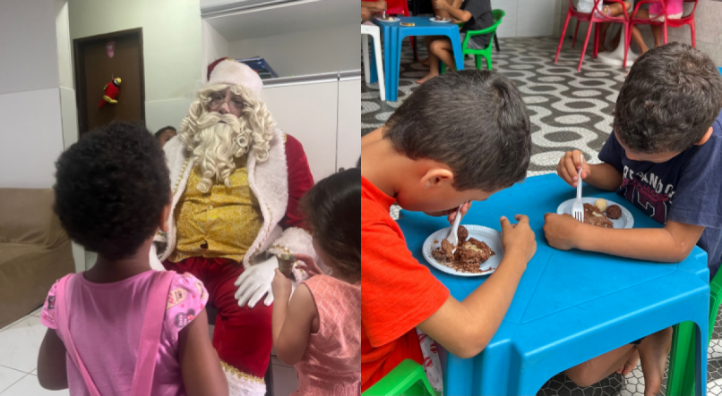 AÇÃO SOCIAL Crianças de orfanato de Recife ganham ceia e visita do Papai Noel 