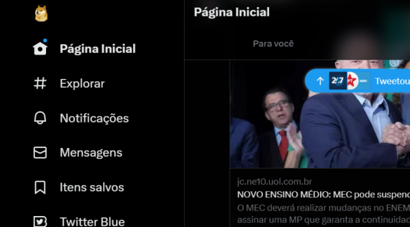 Logotipo do Twitter foi substituída pelo símbolo de uma criptomoeda que virou meme. 