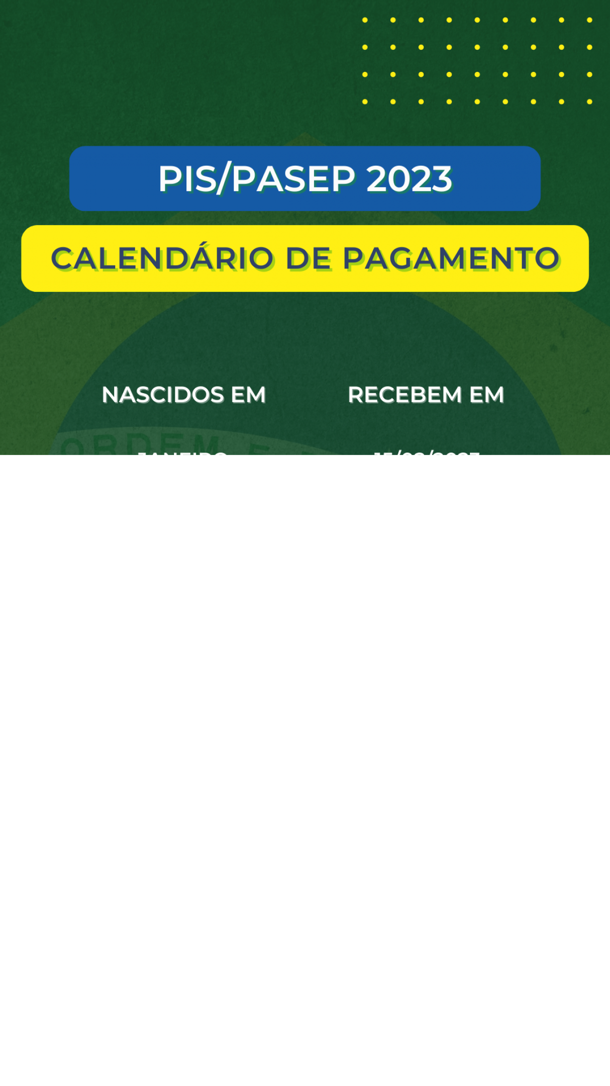 CalendÁrio Pis Pasep 2023 Com Tabela Pis Maior é Paga Sexta 30 Veja