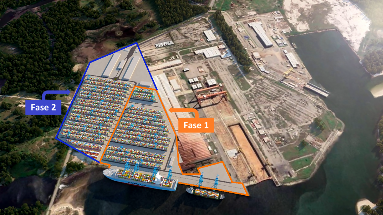 O modelo conceitual do novo terminal de contêineres de Suape que será operado pela Maersk
