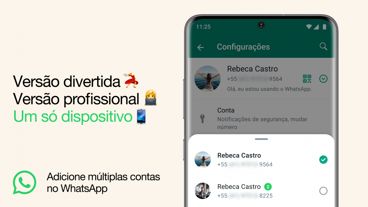 WhatsApp lança recurso que permite ter duas contas conectadas ao mesmo tempo