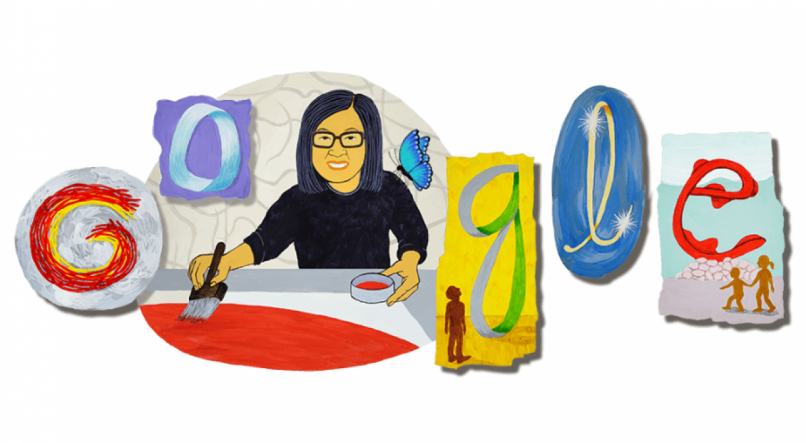 Doodle homenageia Tomie Ohtake, artista nipo-brasileira.