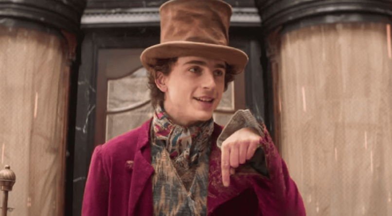 Wonka é interpretado por Timothée Chalamet.