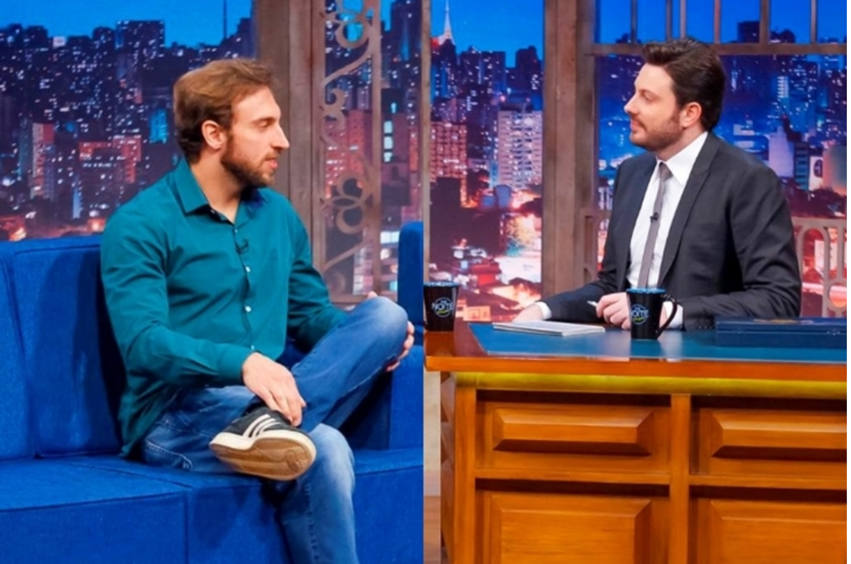 Léo Lins e Danilo Gentili, no The Noite