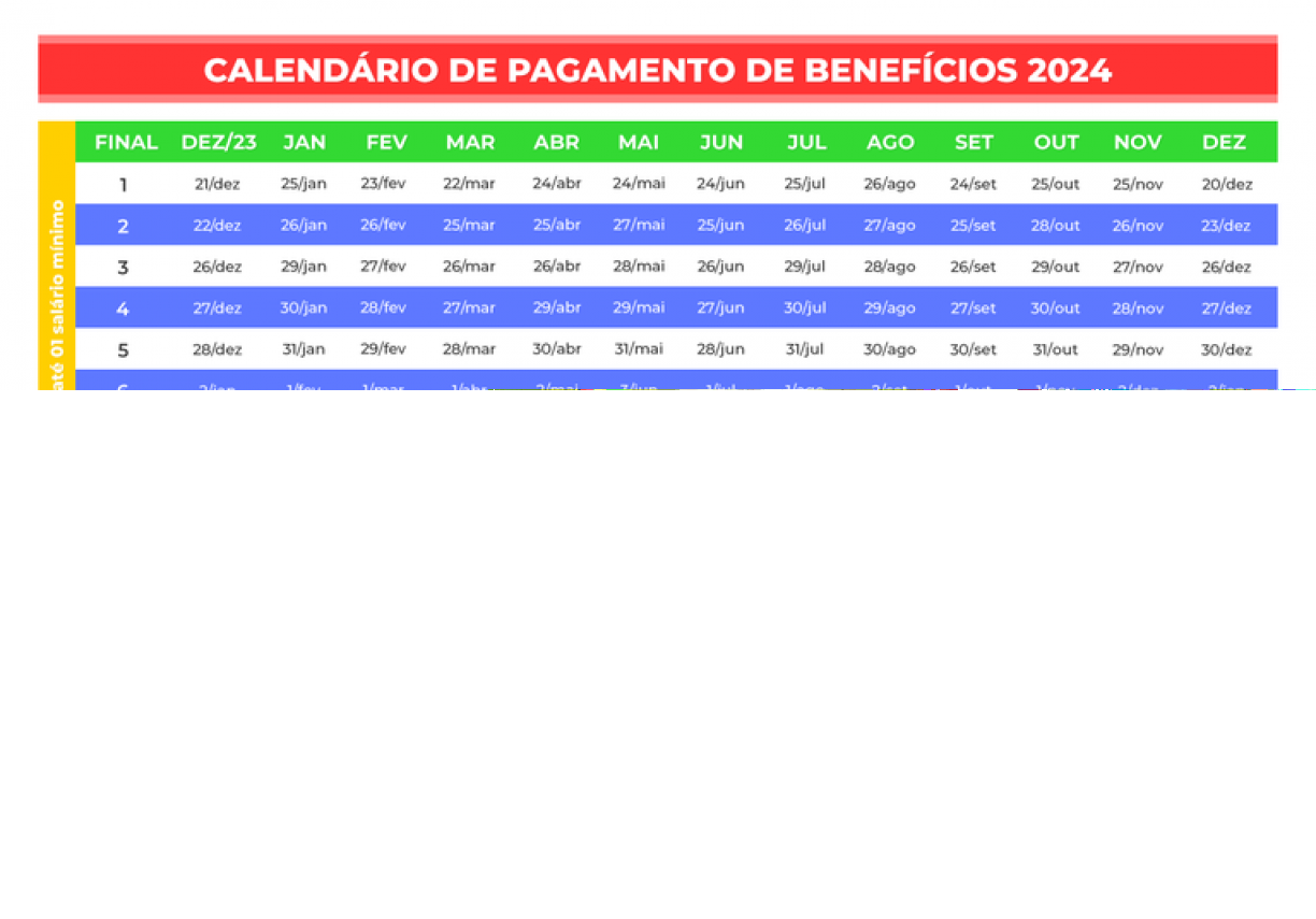 Calendário do INSS 2024