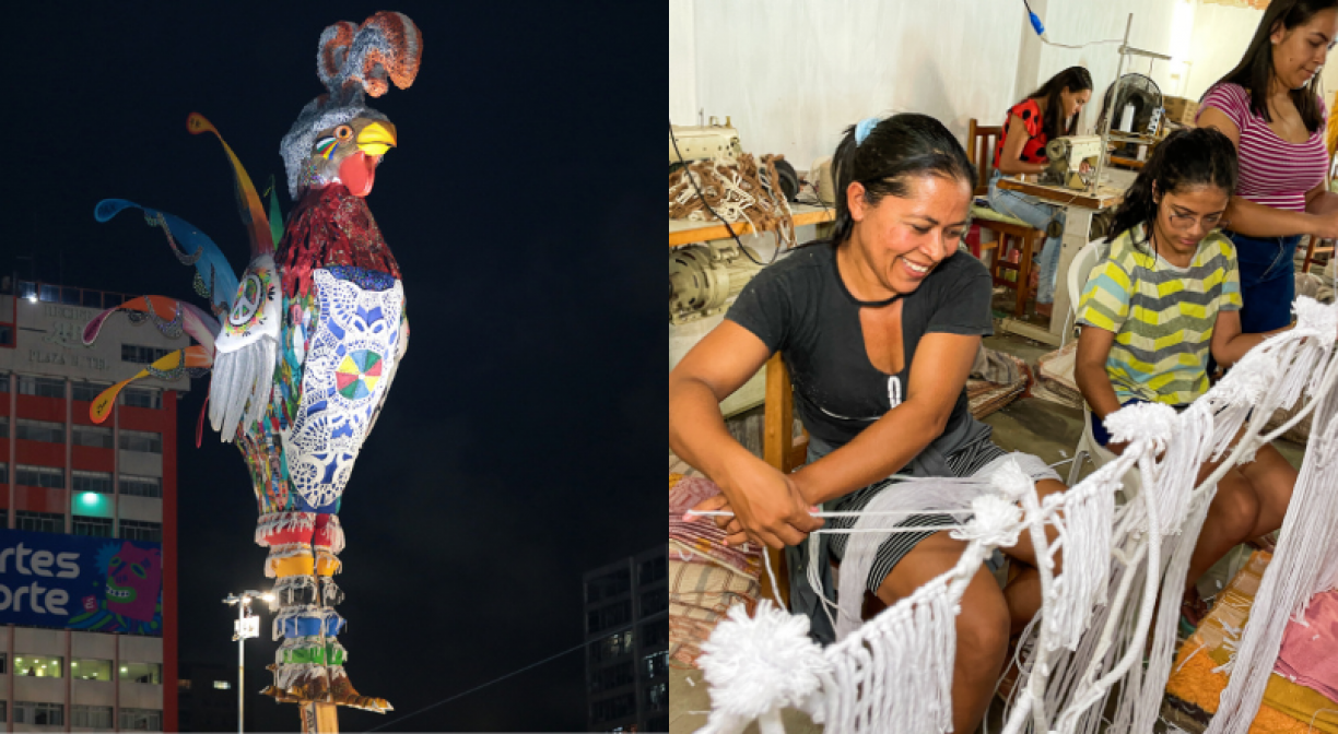 PÃ©s do Galo Gigante da Paz contam com artesanato produzido na cidade sertaneja de Tacaratu