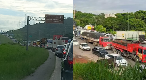 Congestionamento na BR-232, na altura do Curado, nesta segunda (19/2)