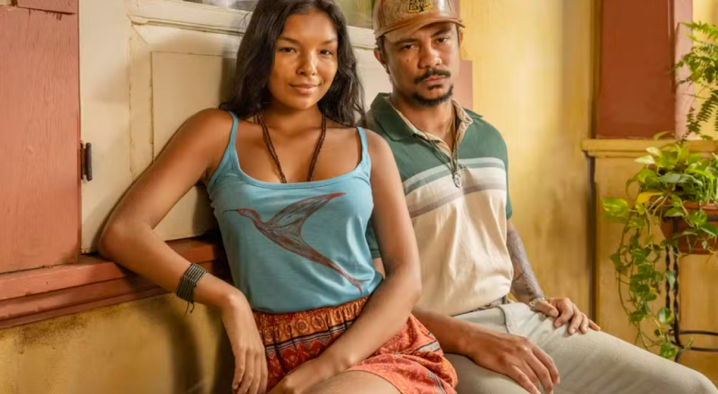 Ritinha (Mell Muzzillo) e Damião (Xamã) em "Renascer", novela das nove da TV Globo.