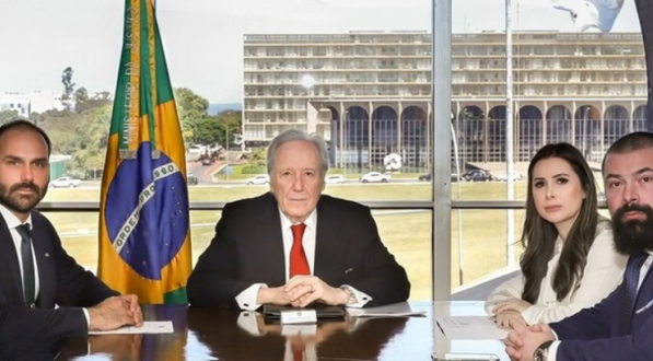 Da esquerda para direita, deputado Eduardo Bolsonaro, ministro da Justiça Ricardo Lewandowski, deputada Carol de Toni e deputado Paulo Bilynskyj