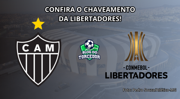 Imagem dos emblemas do Atlético-MG e da CONMEBOL Libertadores