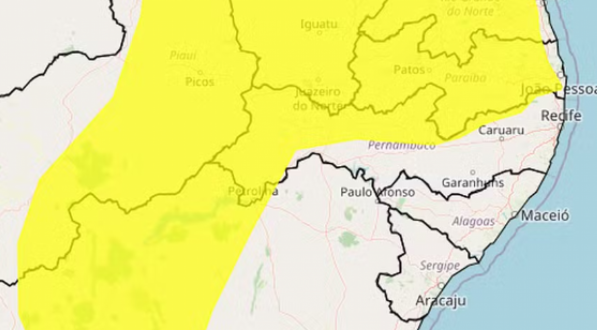 Inmet alerta para vendaval em Pernambuco e outros estados do Nordeste