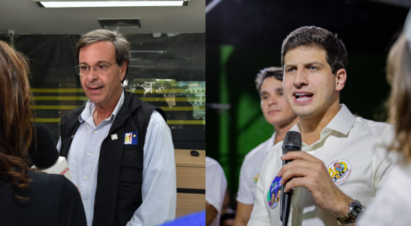 O candidato a prefeito do Recife Gilson Machado (PL) e o atual prefeito e candidato à reeleição João Campos (PSB)