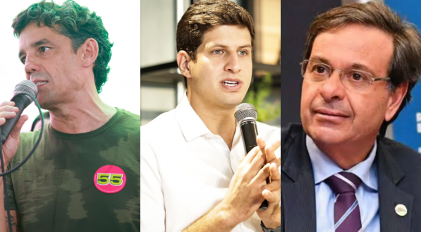 Os candidatos à Prefeitura do Recife Daniel Coelho (PSD), João Campos (PSB) e Gilson Machado (PL)